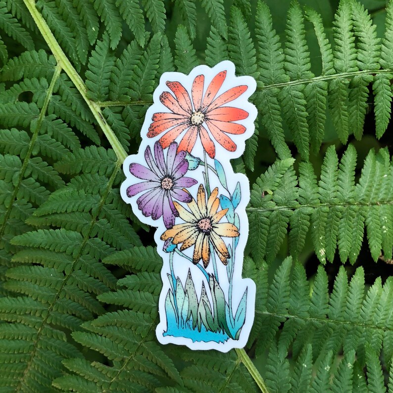Flower Power Vinyl Flower Sticker - Etsy