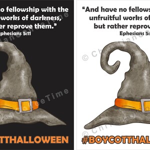 Utskrivbara material - #boycotthalloween - Efesierbrevet 5:11 Design - vit/svart bakgrund ingår