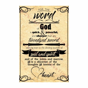 Utskrivbar poster - Hebreerbrevet 4:12 - Beige bakgrund
