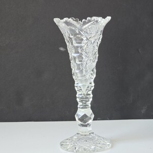 American Brilliant Period Cut Glass Vase with Queens Design