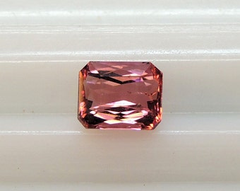 Radiant deep pink tourmaline, a hint of orange and purple, 1 01ct 5.1 x 6, 1 mm, Africa