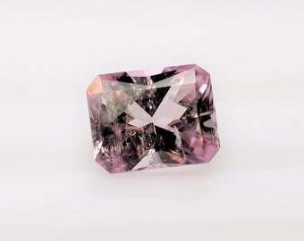 Pastel pink tourmaline with a sparkling radiant cut, this pale Brazilian stone measures 8.4x6.7mm and weighs exactly 2 carats