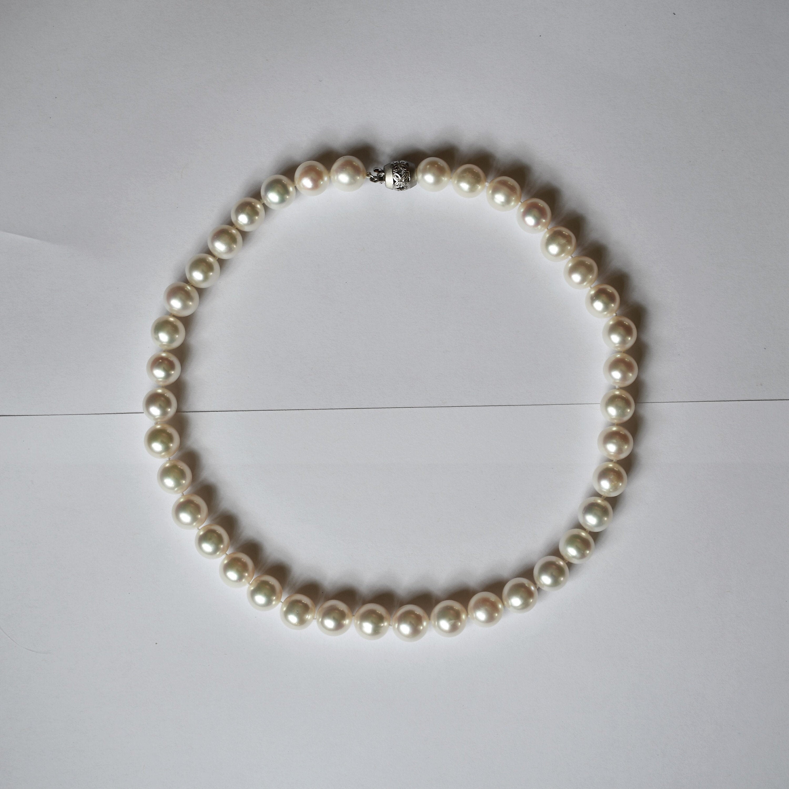 A necklace of large white beads 10.5 to 11 mm with 14kt white Etsy