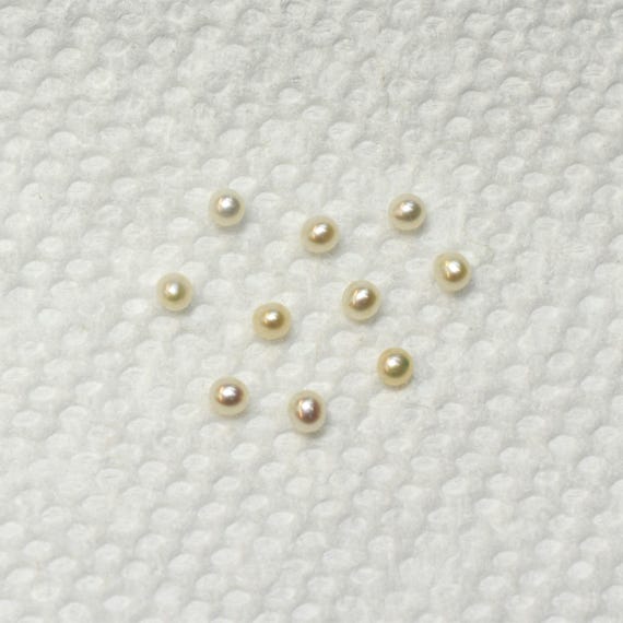 Perles keshi 2 mm à 2.5 mm, lot de 12 petites perles crème à blanche non percées, pour réparation de bijoux vintage ou création