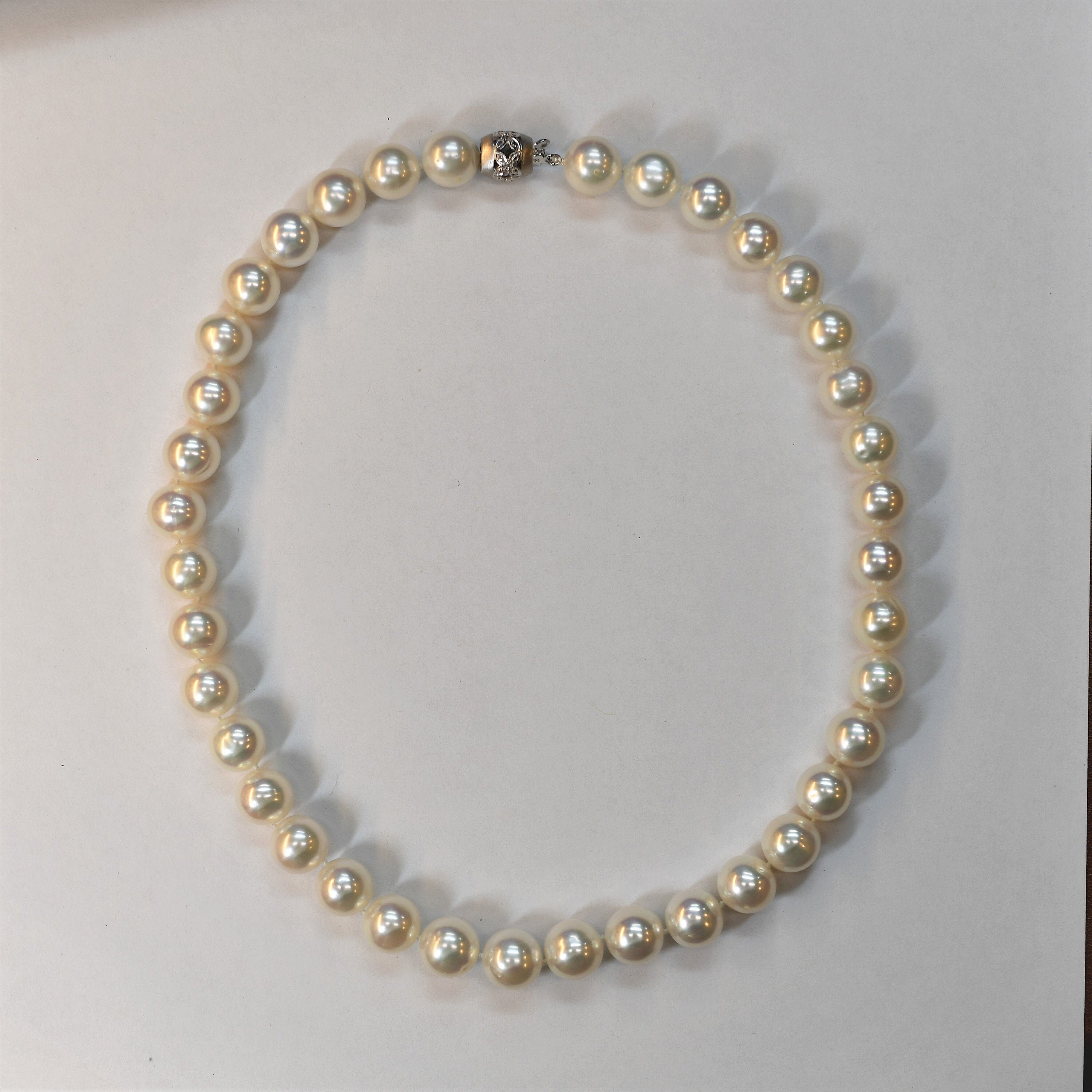 A necklace of large white beads 10.5 to 11 mm with 14kt white Etsy