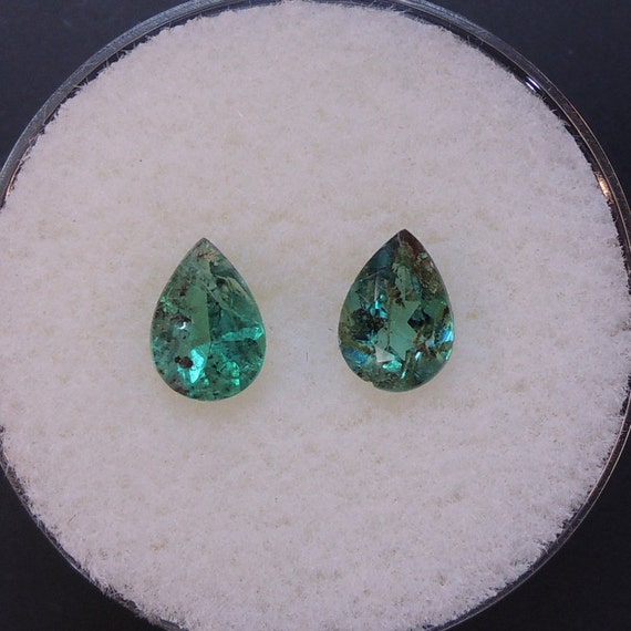Natural Untreated Transparent Emeralds, This Pair of 4.7x6.6