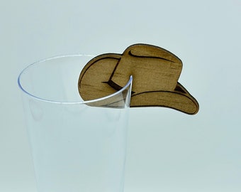 Wooden western hat drink tags | drink charm | drink marker | wedding bar | Bachelorette