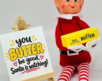 Butter Christmas Elf Prop, Acrylic Elf Hand Accessory, Funny Squishy Inspired Elf Idea, Holiday Elf Doll Prop, Christmas Morning Surprise