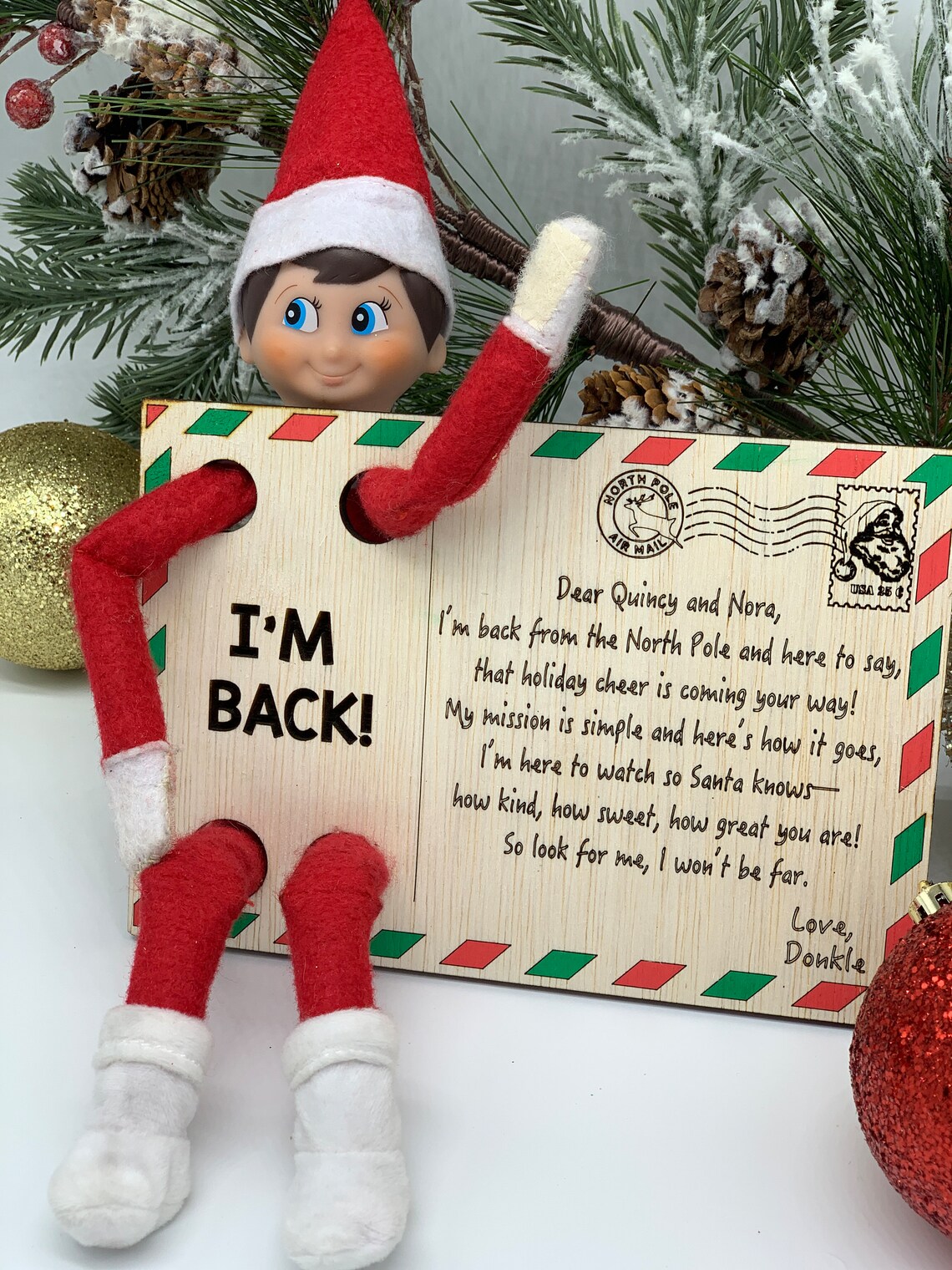 Personalized Wooden Elf Postcard Letter - Etsy