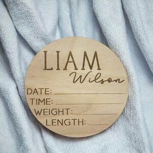 Personalized Wooden Baby Announcement Sign | Birth Announcement Hospital Name Sign | Newborn Name Sign