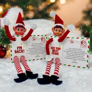 Elf An- und Abflug Postkarten Set im Acryl | Bis zum nächsten Jahr | Hallo/Auf Wiedersehen von Elf | Elfen Accessoires