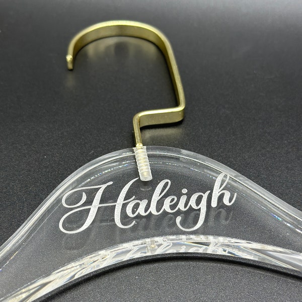 Personalized Clear Acrylic Hanger | Laser engraved | Bridesmaid Hangers | wedding