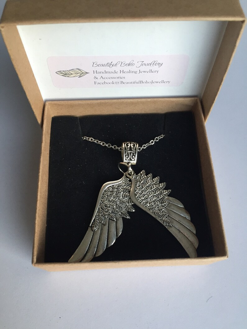 Large Angel Wing Pendant with spiritual meanings Etsy