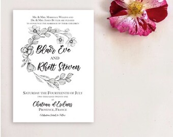 Provence Wedding Elopement Announcement | Romantic, Floral, Garden, French Marriage Announcement Card