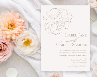 Somerset Wedding Elopement Announcement | Neutral, Tan, Taupe Floral Wedding Announcement