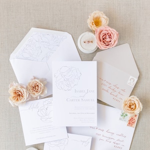 Somerset Envelope Liner | Neutral, Tan, Beige, Taupe Wedding Invitation, Floral Wedding