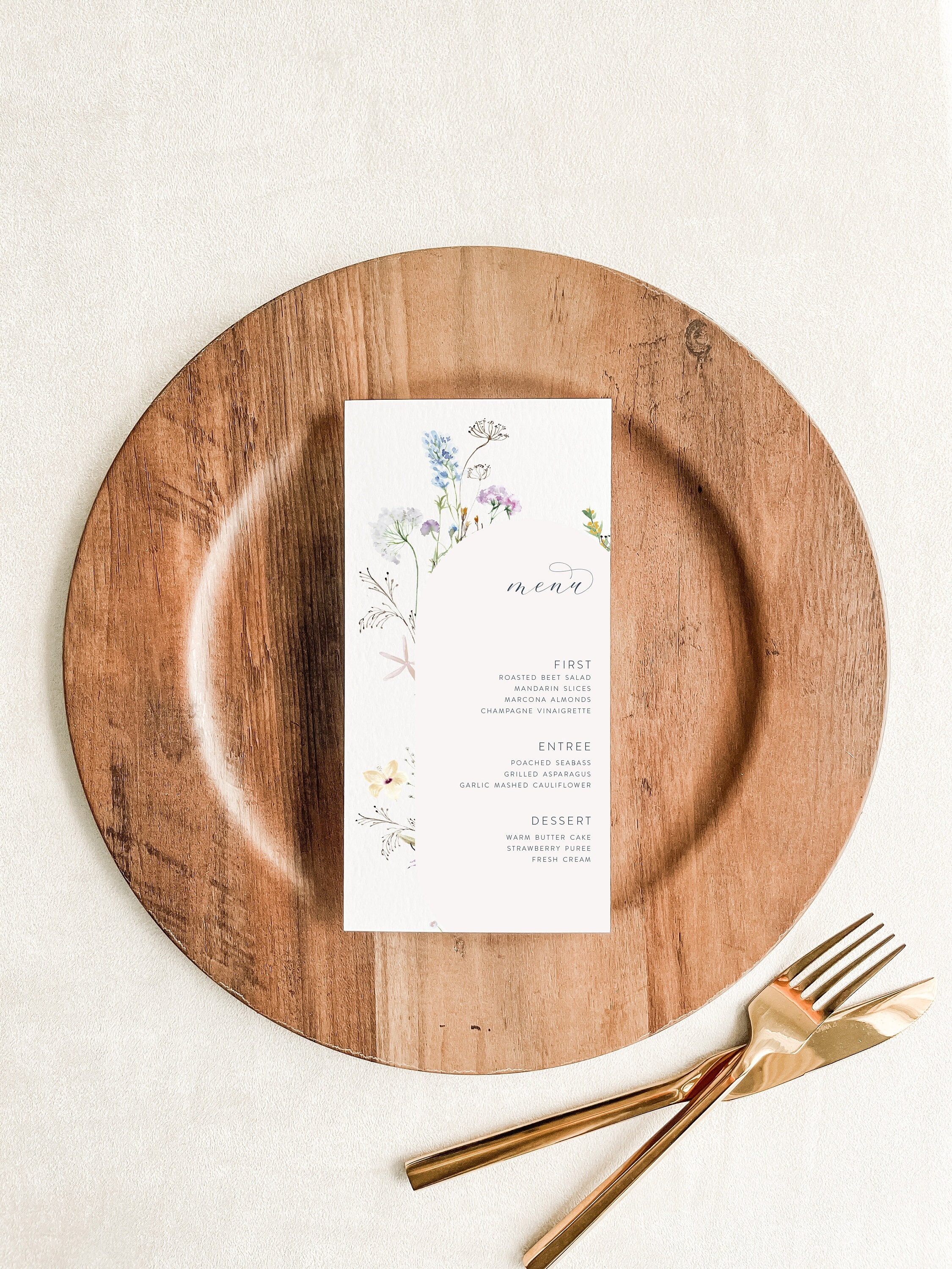 Yellowstone Wedding Menu | Watercolor Wildflower Wedding Menu, Garden Outdoor Wedding