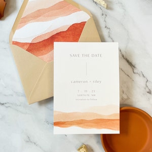 Santa Fe Wedding Save the Date Card | Terra Cotta, Watercolor, Modern, Boho, Desert Wedding