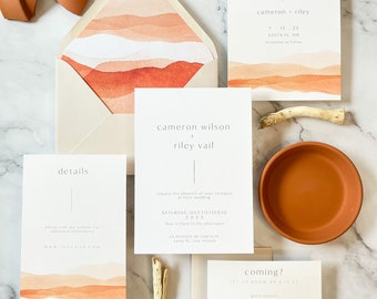 Santa Fe Wedding Invitation Set | Terra Cotta, Watercolor, Modern Wedding