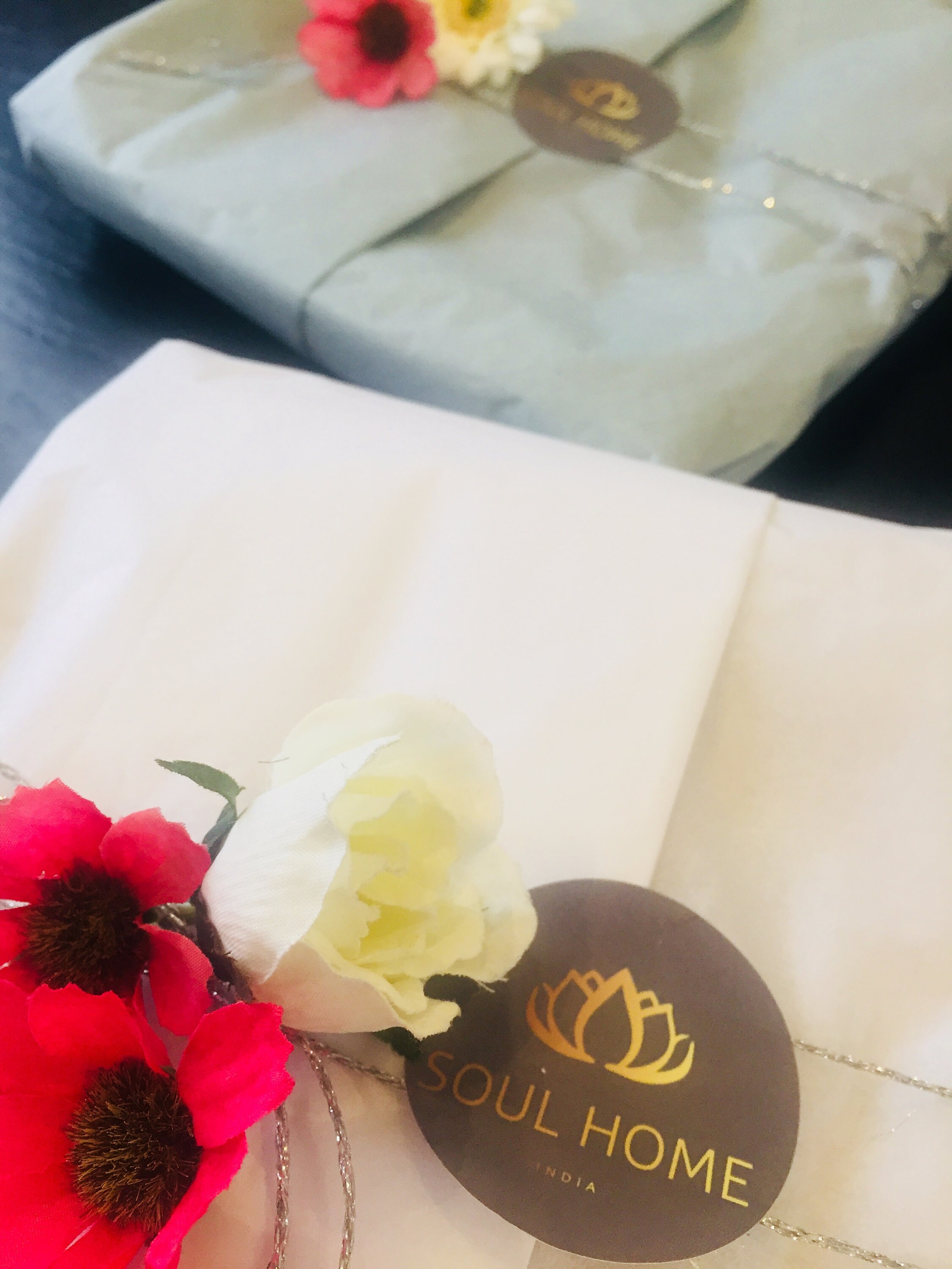 Modern table mats in cotton fabric, geometric block print design