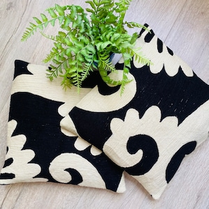 Modern black and white cotton fabric, bold, striking design, cushion covers, 16x16
