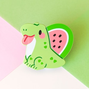 Watermelon Dimetrodon Enamel Pin