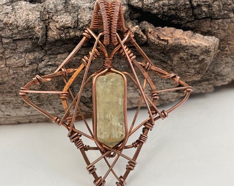 Citrine Copper Wire Wrap Pendant