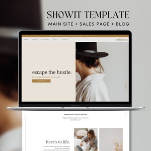Plantilla de sitio web de Showit para entrenadores y creadores de cursos, emprendedores y autónomos. Diseño web con página de ventas y blog de formato largo