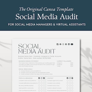 Social Media Audit, Time Saving Social Analytics Canva Editable, Social Manager, Freelancer and Virtual Assistant Business Template
