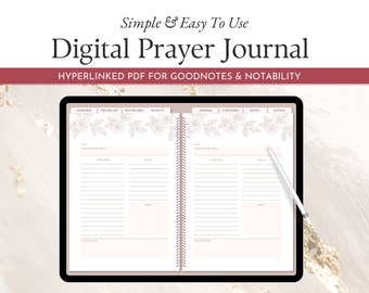 Digital Prayer Journal, Prayer Journal Templates, Digital Faith Planner Notebook for GoodNotes and Notability