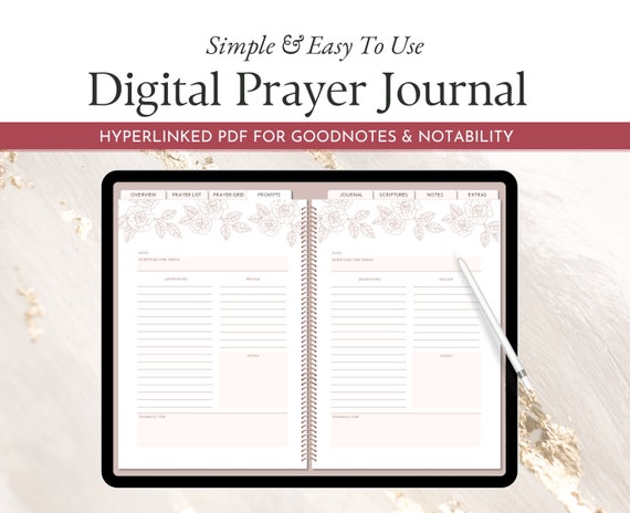 Digital Prayer Journal, Prayer Journal Templates, Digital Faith Planner Notebook for GoodNotes and Notability