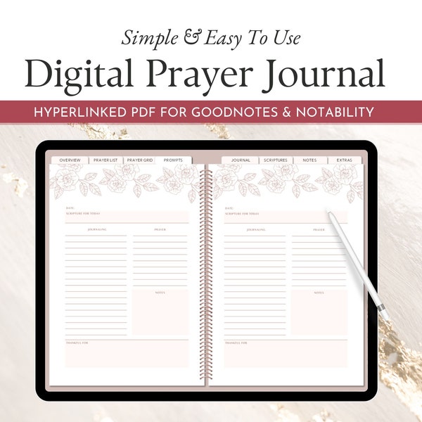 Digital Prayer Journal, Prayer Journal Templates, Digital Faith Planner Notebook for GoodNotes and Notability