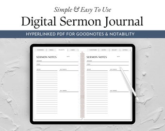 Digitales Predigt-Notizbuch, Minimalistisches Modernes Kirchentagebuch, Digitales Glaubens-Planer-Notizbuch für GoodNotes und Notability