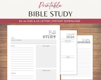Daily Bible Study Planner Inserts, SOAP Printable Bible Study Notes, Christian Faith Planner Pages, Faith Planner, A5, A4 & Letter Size