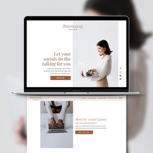Showit Website Template for Virtual Assistants, Minimalist Modern Social Media Manager and Freelancer, Website Theme, WordPress Blog Webpage