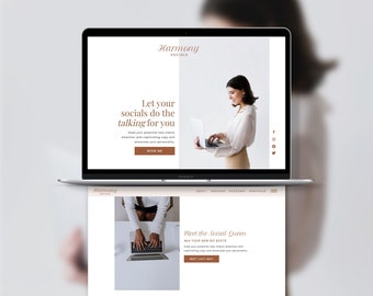 Showit Website Template for Virtual Assistants, Minimalist Modern Social Media Manager and Freelancer, Website Theme, WordPress Blog Webpage