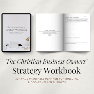 Caderno de exercícios de estratégia para empresários cristãos, plano de marketing para pequenas empresas, planejador de estratégia empresarial de fé para impressão, A4 e carta