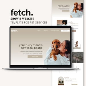 Website Template for Dog Walkers and Trainers, Showit Web Design Theme for Pet Services, Coaches and Teachers, Fun Animal Website