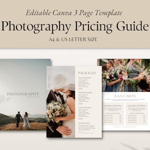 Photography Pricing Guide Canva Template, Pricing Brochure, Photographer Session Price Guide, Photography Packages or Mini Sessions Template