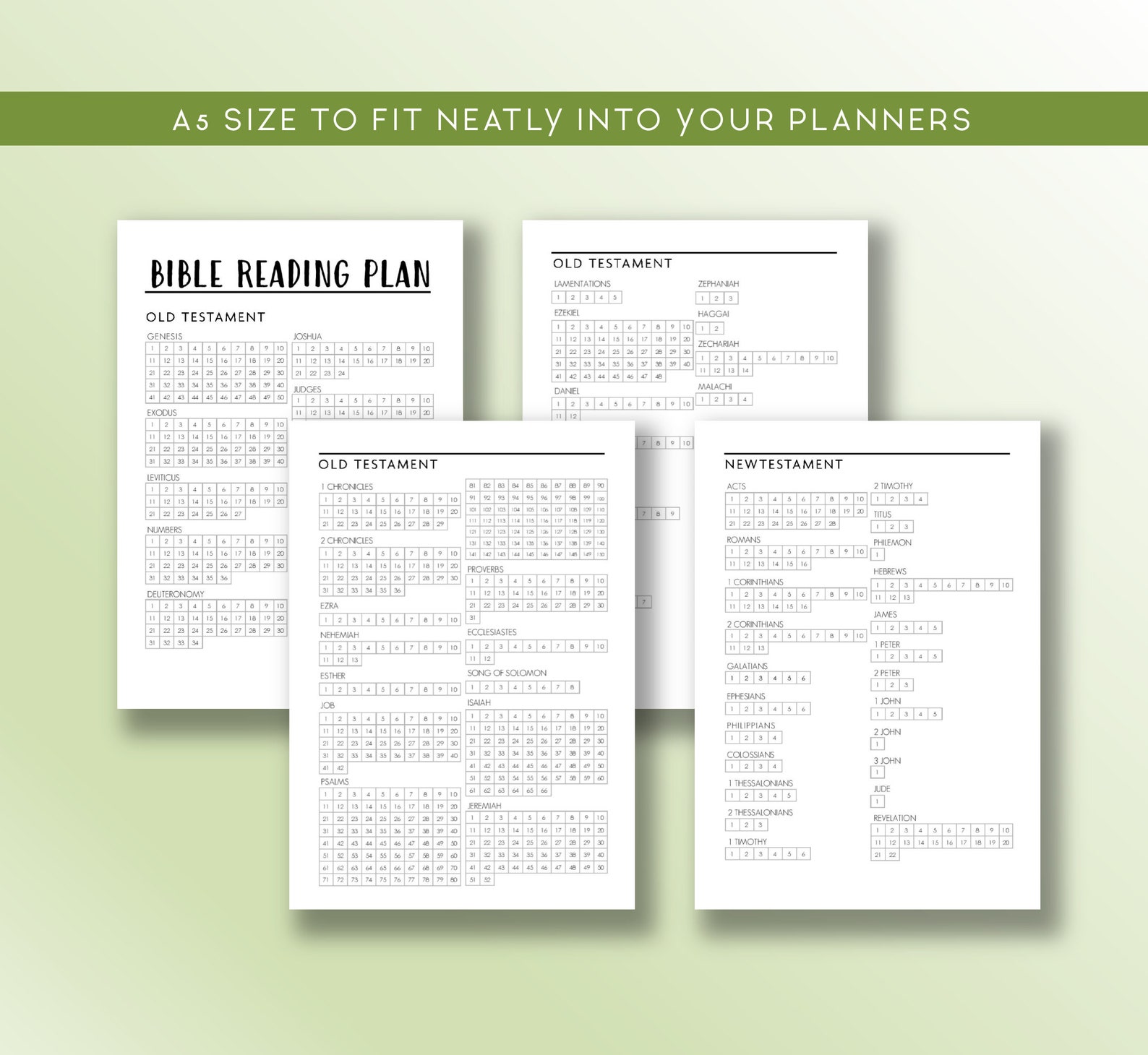 A5 Bible Reading Printable, Chapter by Chapter Checklist, Daily Bible ...