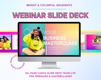 Bright Gradient Canva Slide Deck: 50+ Webinar Slides (Digital Download)