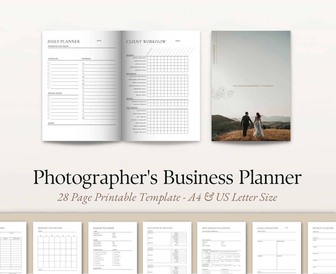 Photographers Printable Planner, Photography Business & Session Plan ...