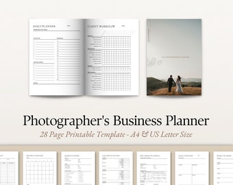 Photographers Printable Planner, Photography Business & Session Plan, Client Workflow, Budget Finance Tracker, Daily Weekly Monthly