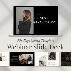 Modèle Canva de présentation pour webinaire, présentation d'un atelier de masterclass moderne, diapositives d'entonnoir de vente pour les prestataires de cours en ligne et les entraîneurs