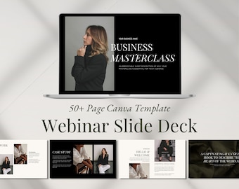 Webinar Slide Deck Canva Template, Modern Masterclass Workshop Presentation, Sales Funnel Slides for Online Courses Providers and Coaches