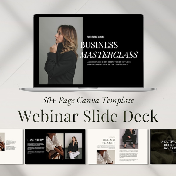 Webinar Slide Deck Canva Template: Modern Masterclass Presentation (50+ Editable Slides)