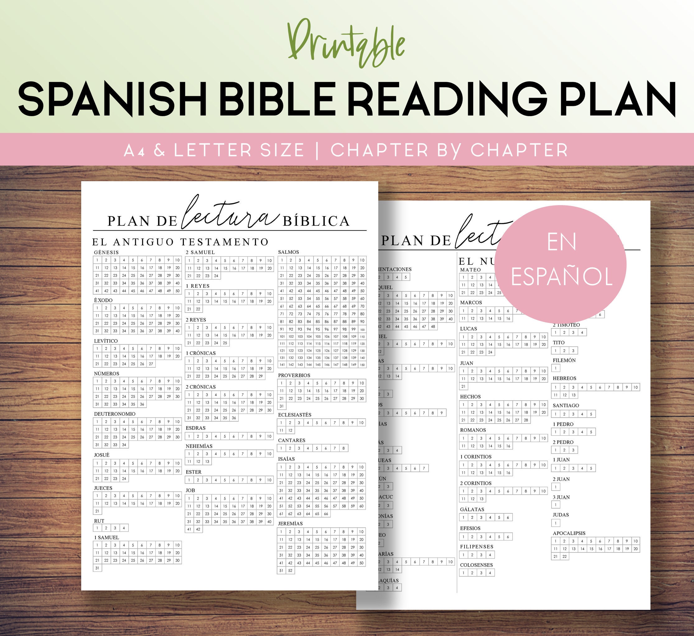 Spanish Bible Reading Tracker Printable Christian Chapter by Etsy