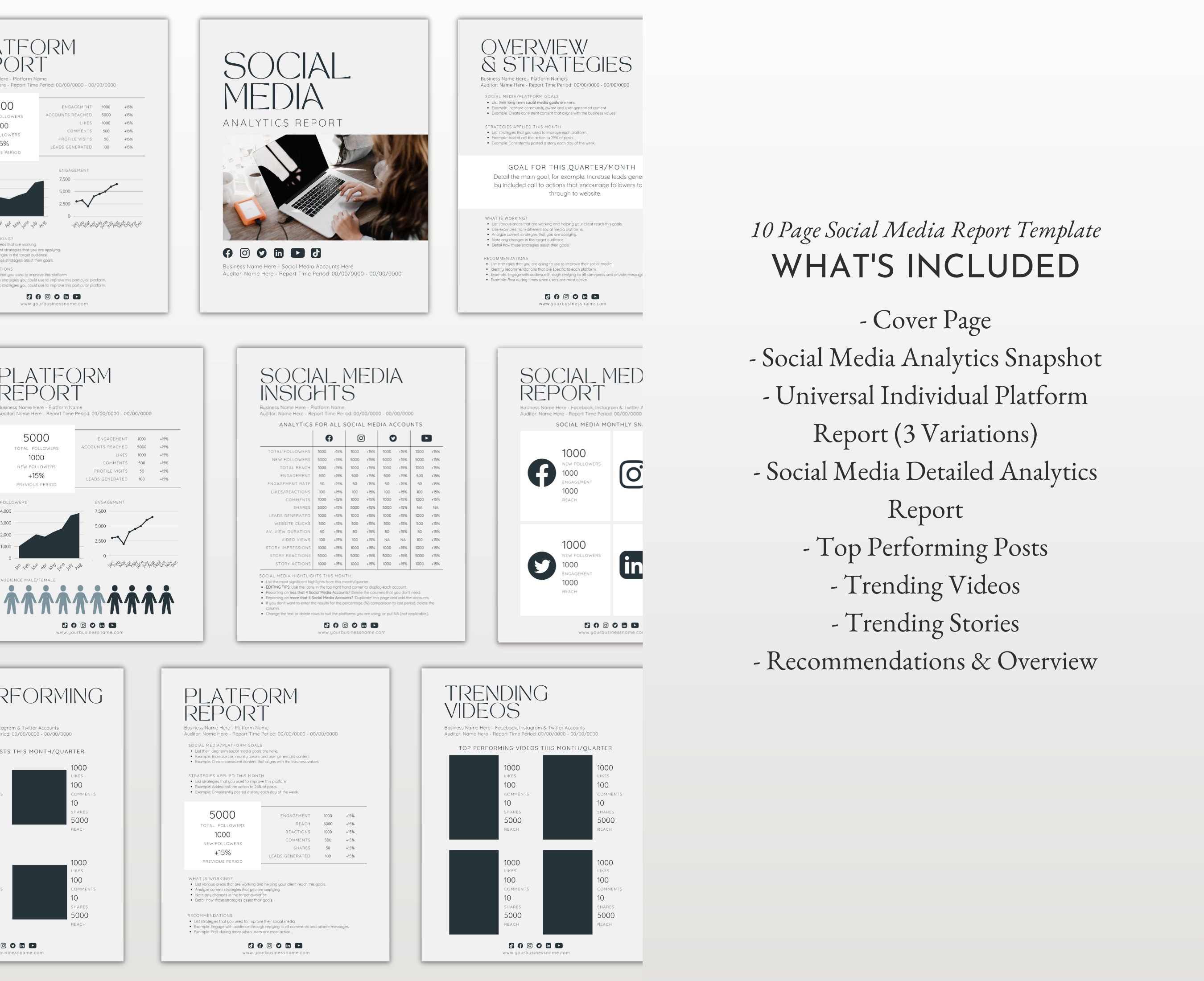 Social Media Analytics Report Canva Template, Classic Editable Social ...