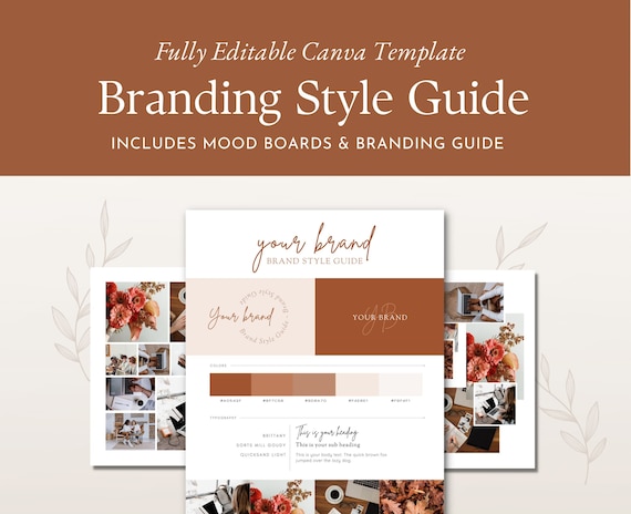 Brand Style Guide Template, Editable Canva Brand Board, Neutral Color Palette Brand and Logo, Branding Kit for Business
