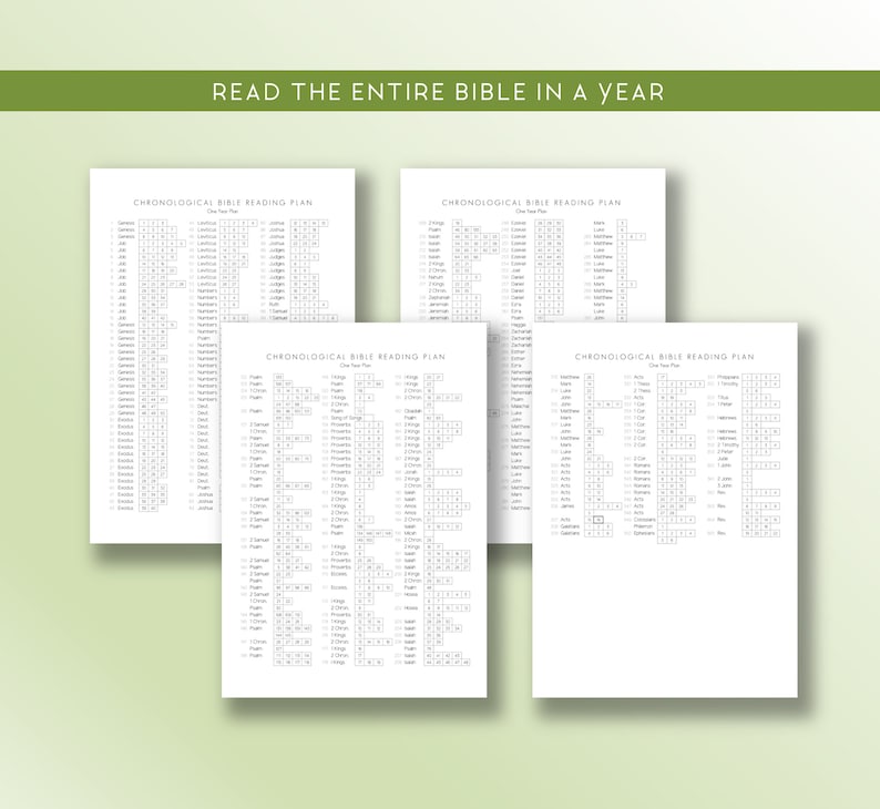 Chronological Bible in a Year Reading Log Printable Daily Etsy
